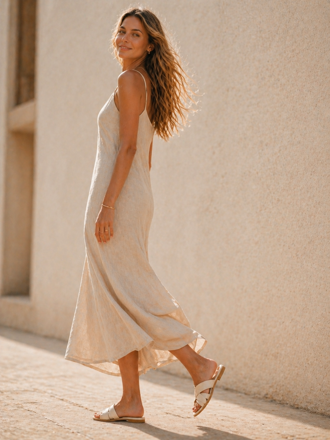 Cream Crisscross Slides