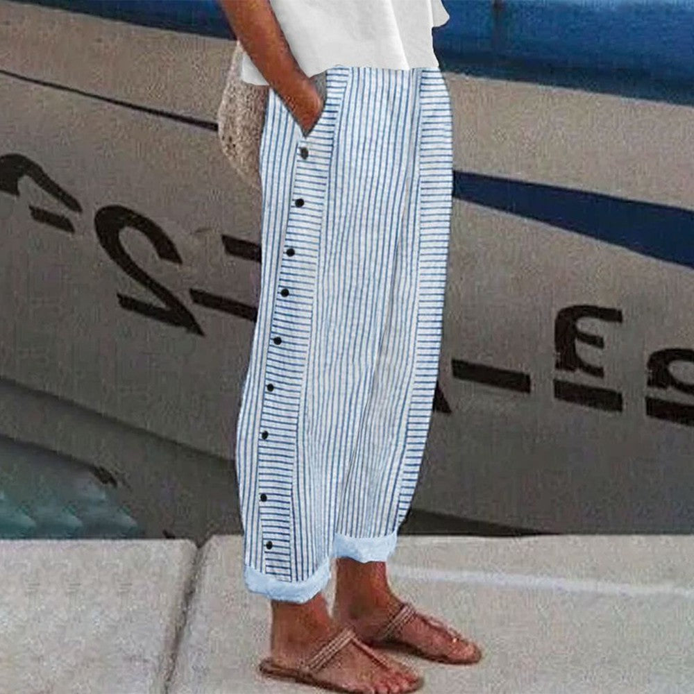 Camellia | Striped Side-Button Pants