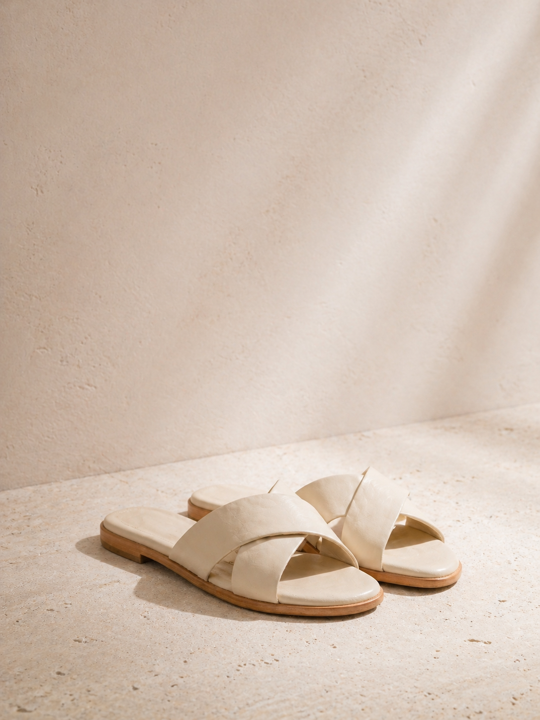 Cream Crisscross Slides