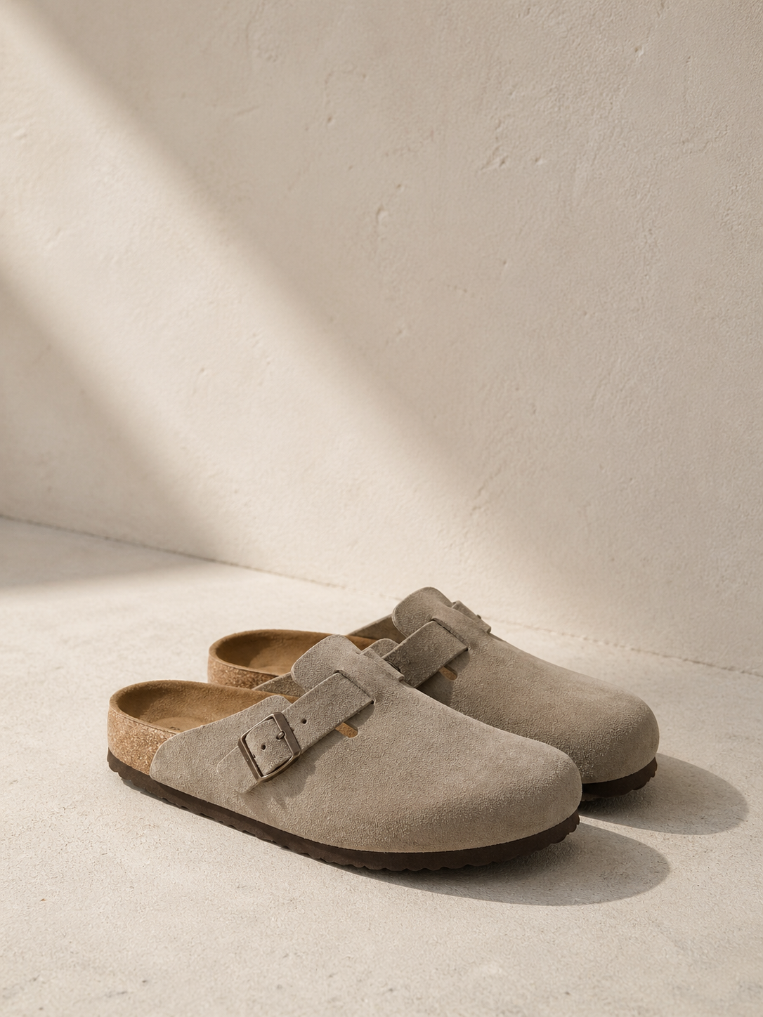 Taupe Suede Clogs