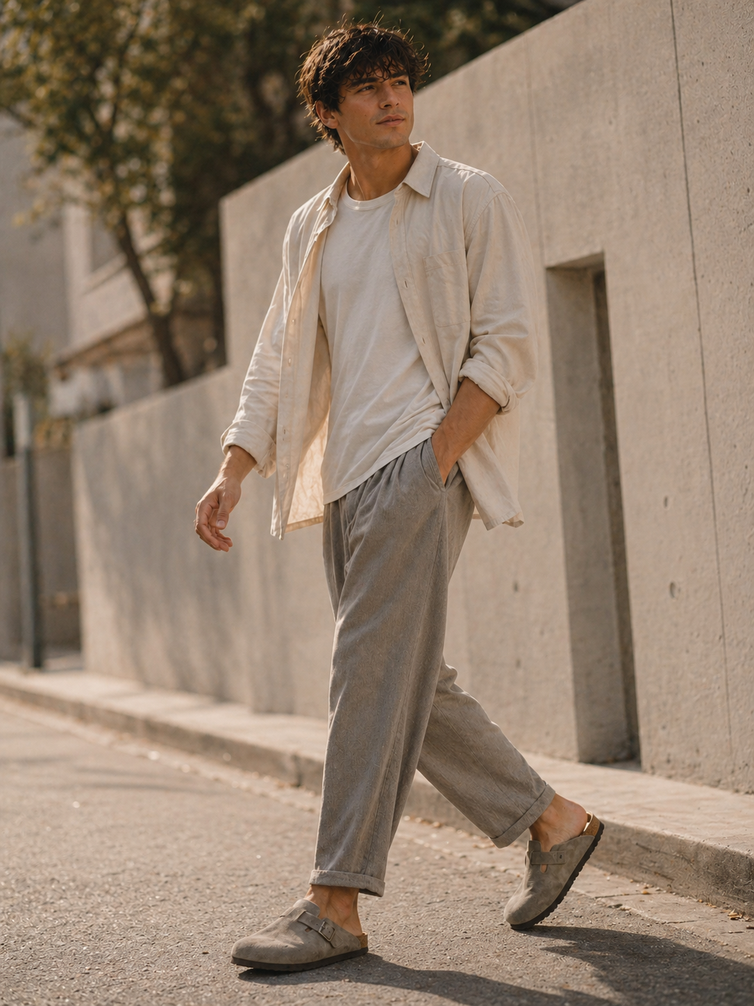 Taupe Suede Clogs