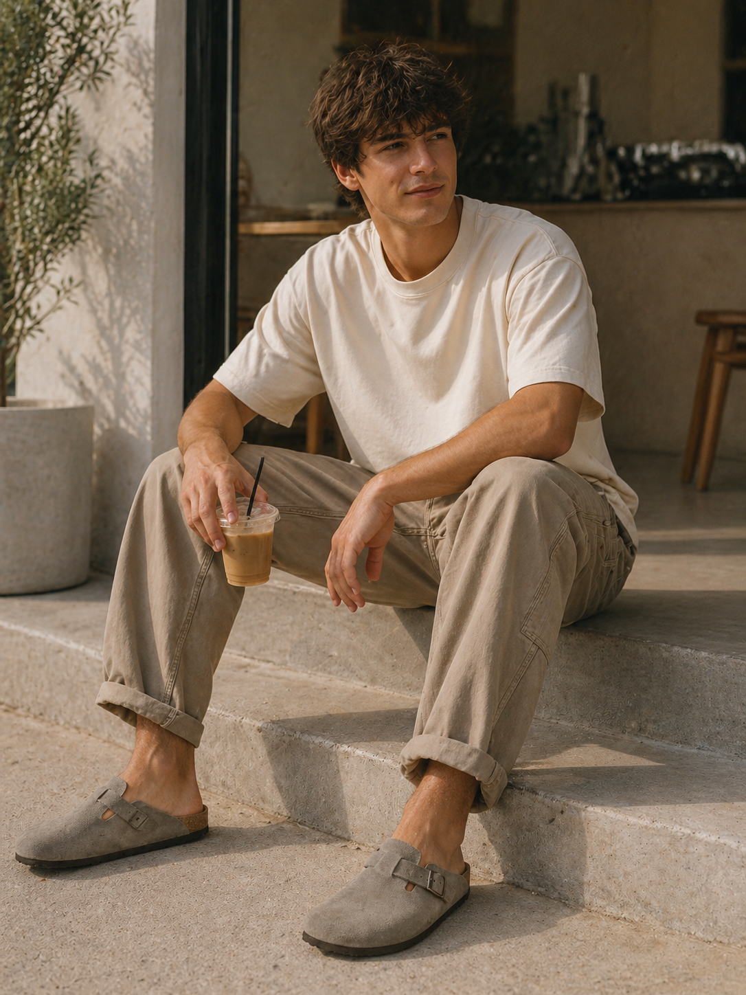 Taupe Suede Clogs