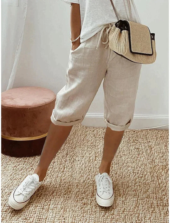 Niki | Linen Capri Pants